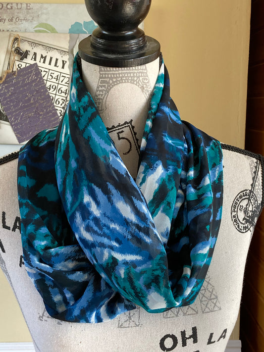 Green & Blue Swirls Infinity Scarf - Fashionelle Studio Handmade Scarves