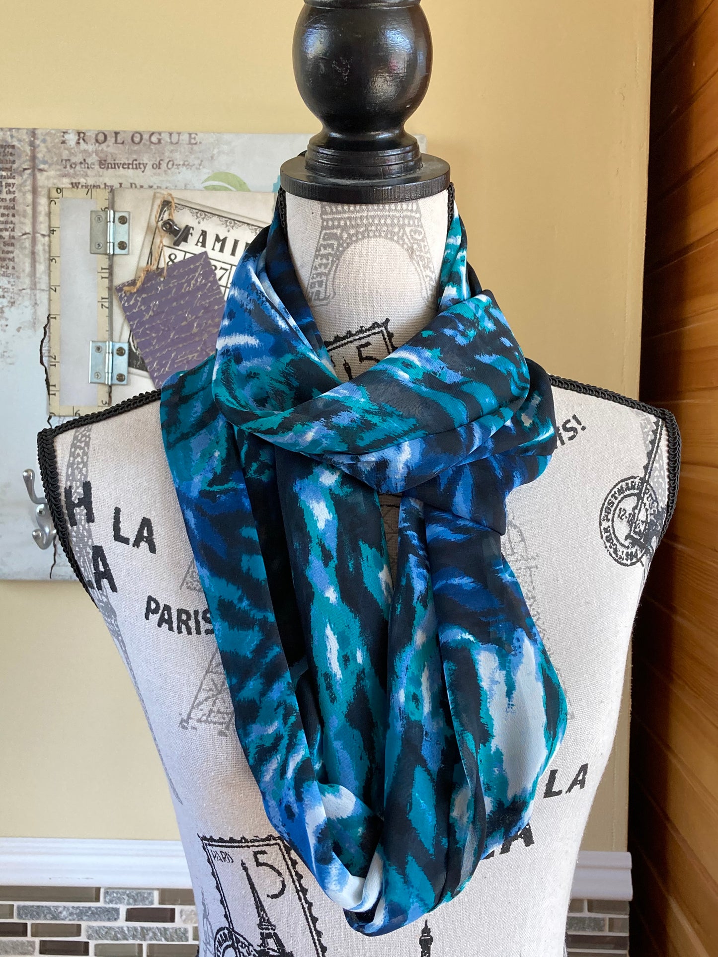 Green & Blue Swirls Infinity Scarf - Fashionelle Studio Handmade Scarves