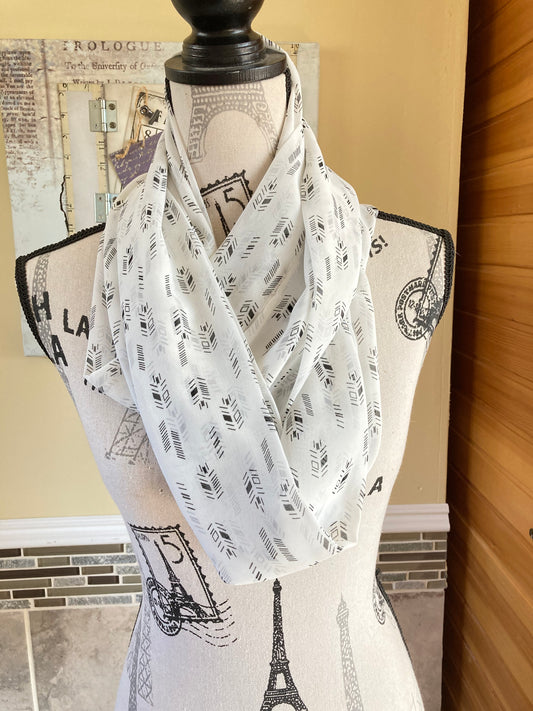 Cream Color with Black/Grey Dots & Dashes Viscose - Fashionelle Studio Handmade Scarves