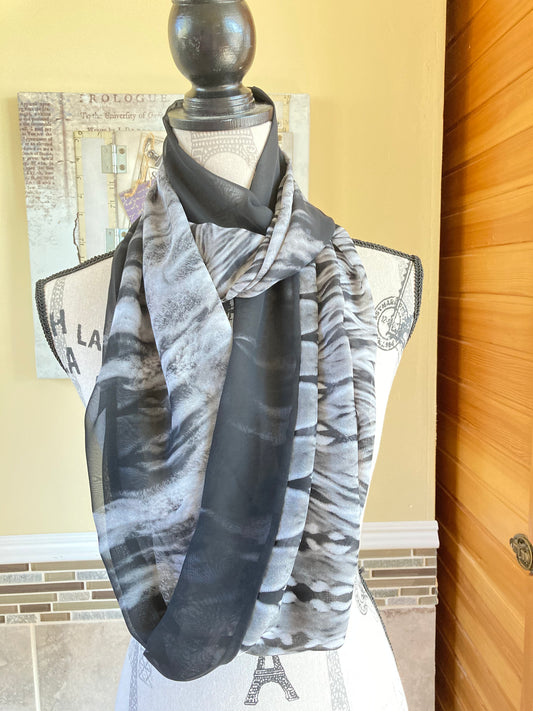 Zebra Style with Black Color Edge Chiffon Scarf - Fashionelle Studio Handmade Scarves