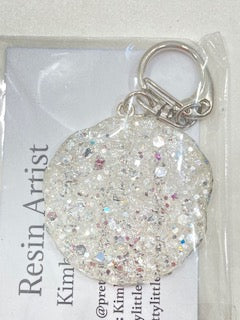 Shimmering Silver Resin Keychain