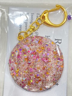 Pink Sparkles Resin Keychain