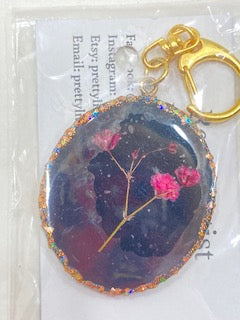 Celestial Floral Resin Keychain