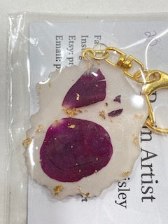 Pressed Rose Petal Resin Keychain