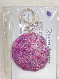 Fuchsia Sparkle Resin Keychain