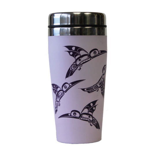 Native Northwest Matte Travel Mug- Hummingbirds (Blue)