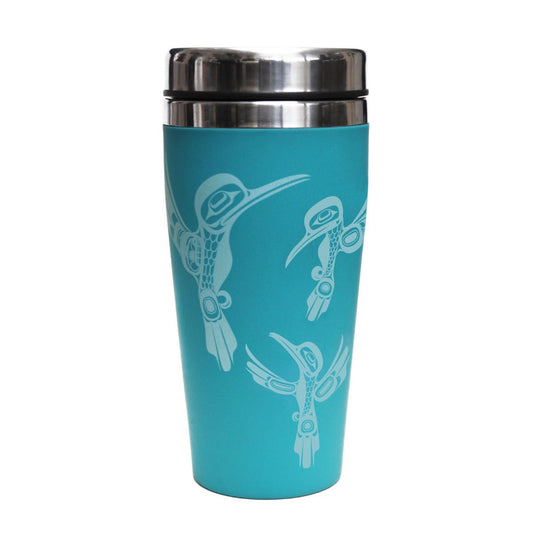 Native Northwest Matte Travel Mug- Hummingbirds (Purple)