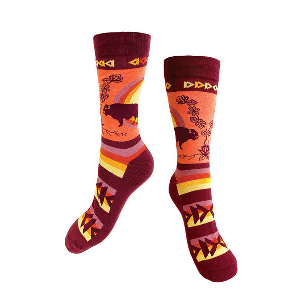 Native Northwest Art Socks - Buffaloes